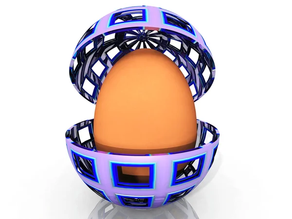 Ägg i en metall ägg — Stockfoto
