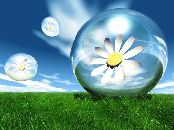 Kwiat w bubble — Zdjęcie stockowe