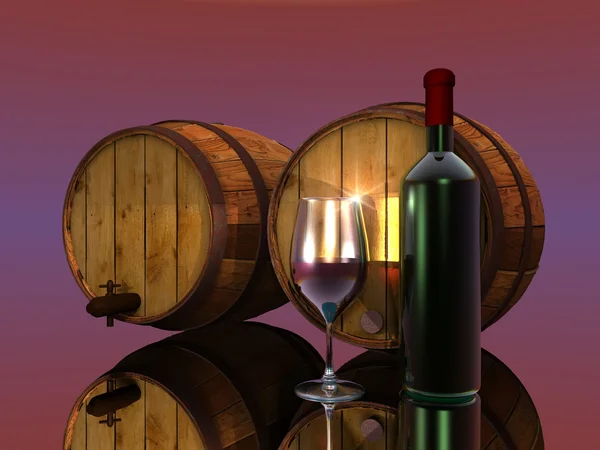 Wein und Fässer — Stockfoto