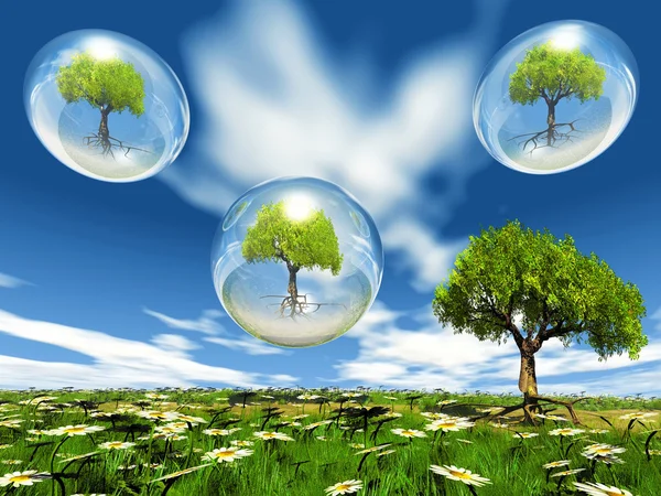 Trees in bubbles — Stock Photo, Image