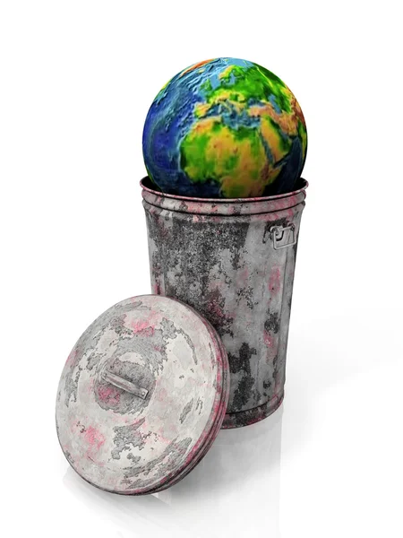Earth in the trash — Stock Photo, Image