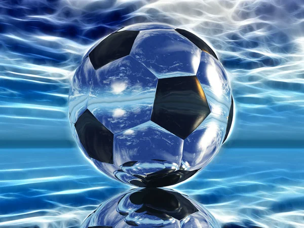 蓝色背景上的足球 — 图库照片