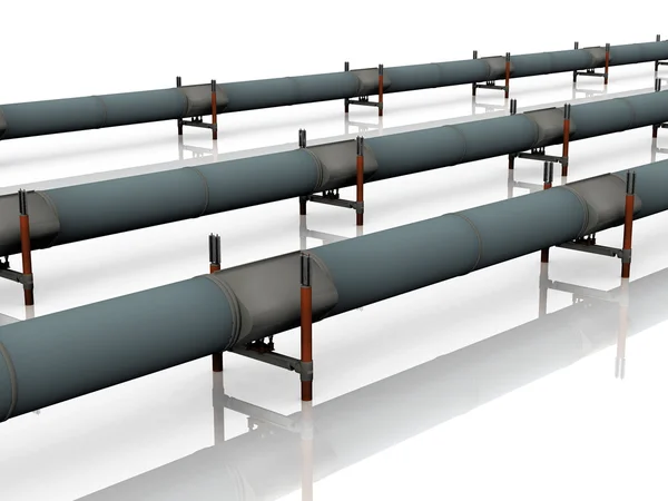 Gas- und Ölpipelines auf weißem Hintergrund — Stockfoto