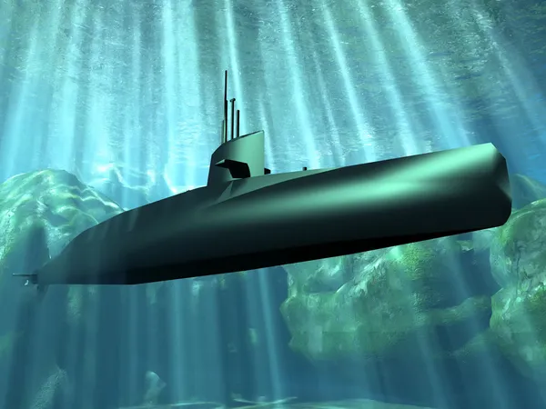 Подводная лодка под водой — стоковое фото