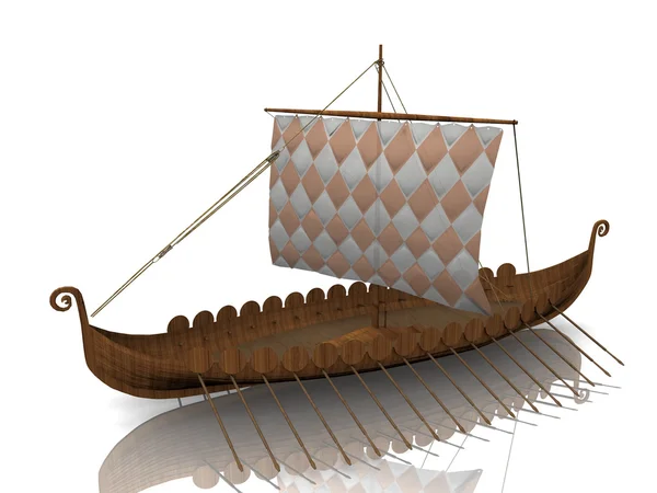 Le navire de guerre viking sur fond blanc — Photo