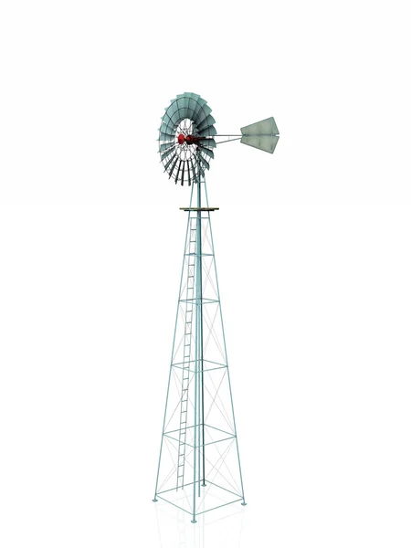 Wasserwindmühle auf weißem Hintergrund — Stockfoto
