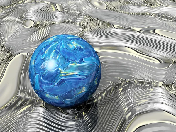 Metallisk blå boll texturerat metall — Stockfoto