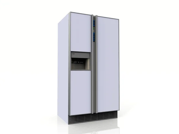 白い背景の上のアメリカの冷蔵庫 — ストック写真