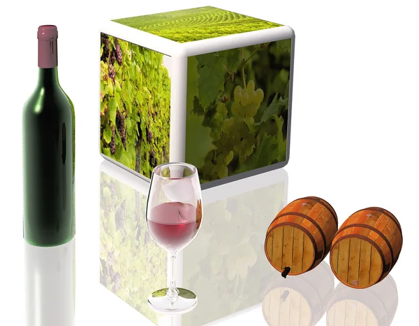 Beczek wina i winorośli — Zdjęcie stockowe