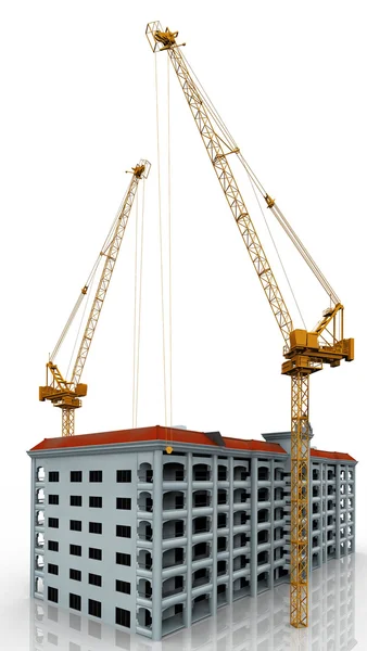 The cranes and the building — Stock Photo, Image