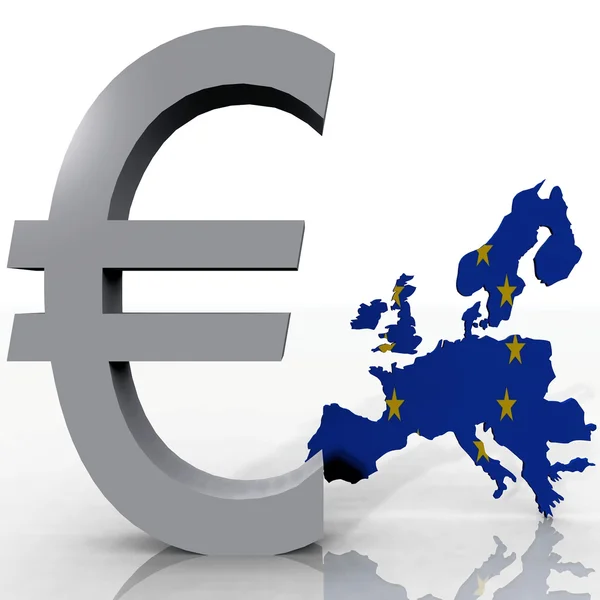 A Europa e o símbolo do euro — Fotografia de Stock