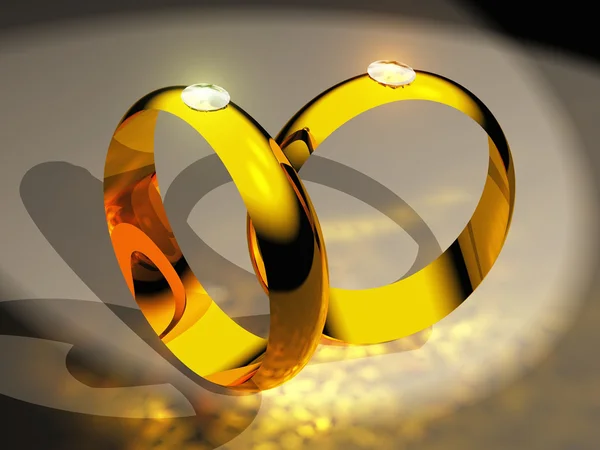 Zlaté prsteny s diamanty — Stock fotografie