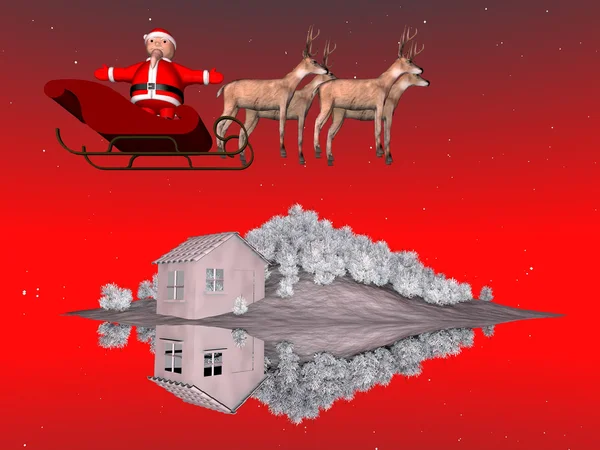 Santa Claus on his sleigh — Stock Photo, Image