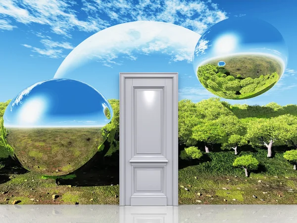 Die Tür zu einer magischen Landschaft — Stockfoto