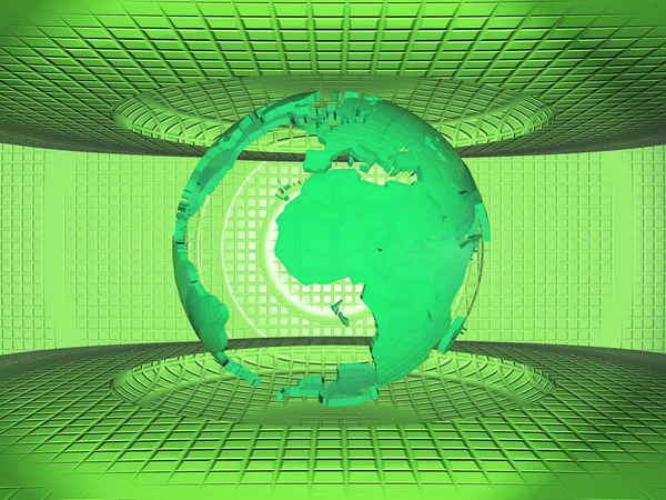 De aarde op een groene achtergrond — Stockfoto