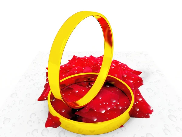 Ringen op een afbeelding van roos — Stockfoto