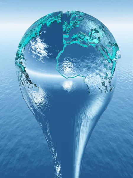 Země v kapce vody — Stock fotografie