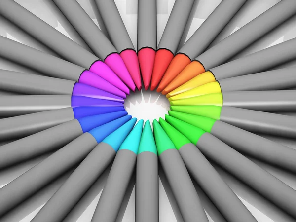 Um círculo de lápis coloridos — Fotografia de Stock