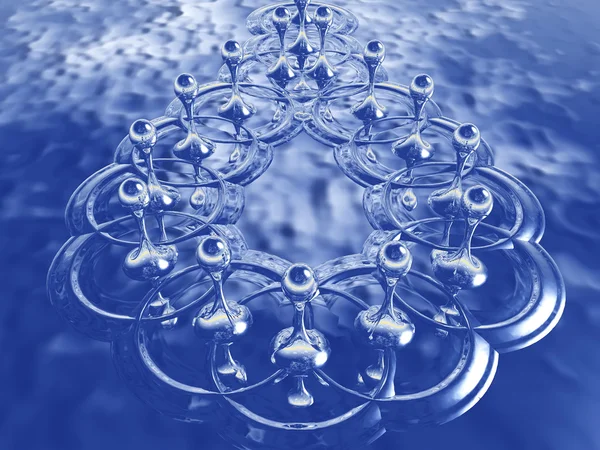 Drops and round on a blue background — Stock Photo, Image