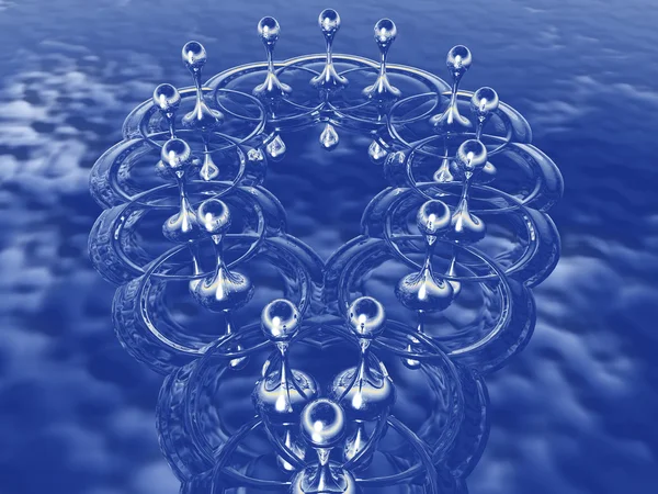 Gotas y redondas sobre un fondo azul —  Fotos de Stock