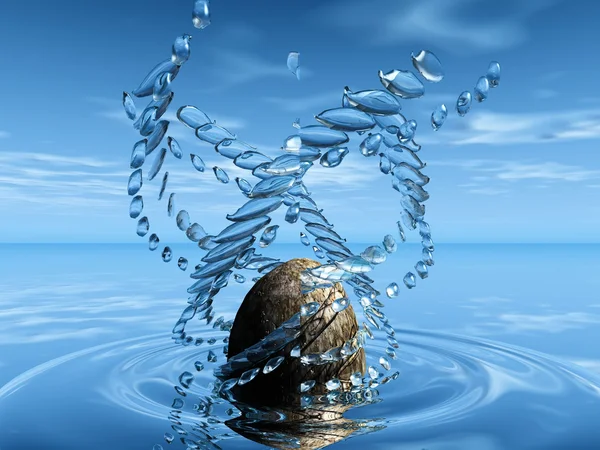 구조와 돌과 물에 있는 반영 — 스톡 사진