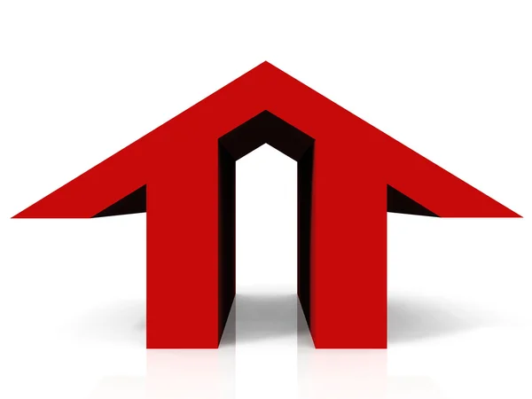 Logotypen formade röda hem — Stockfoto