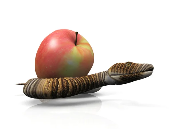 The snake and the apple — Stock Photo, Image