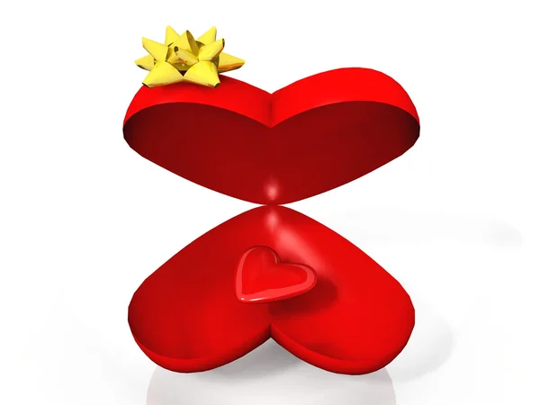 Corazón rojo en una caja de regalo —  Fotos de Stock