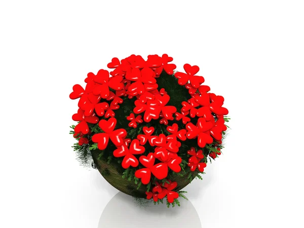 Heart flower ball in a white background — Stock Photo, Image