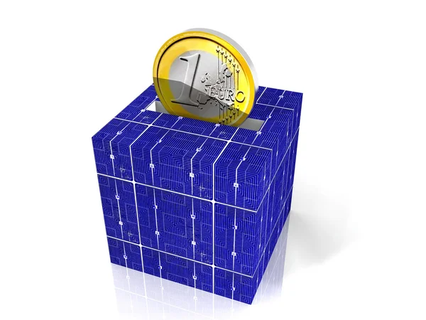 La caja de dinero en la célula solar —  Fotos de Stock