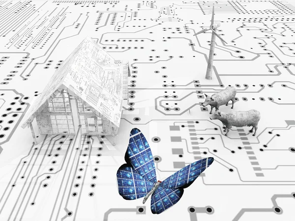 Бабочка в электронном мире — стоковое фото