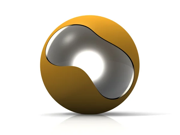 A glass ball and yellow metal — Stock Photo, Image