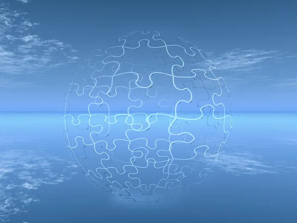 Egy átlátható puzzle labda ellen az égen — Stock Fotó
