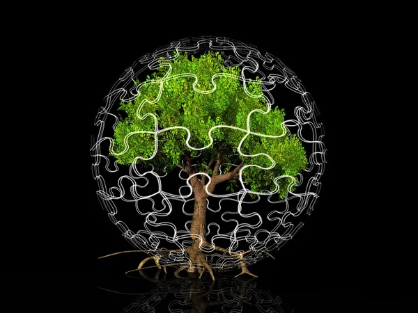 Ein Baum in einem Blasenpuzzle — Stockfoto