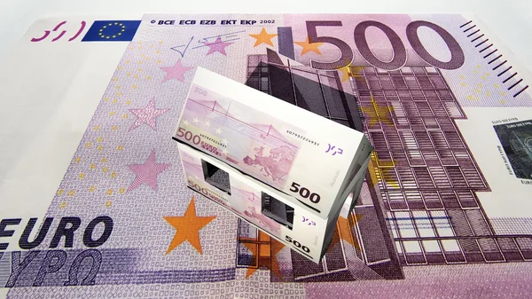 A casa e a nota de 500 euros — Fotografia de Stock