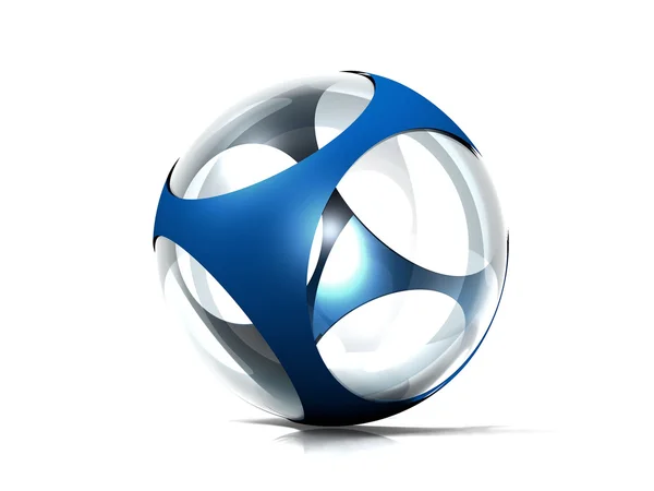 Egy üveg ball és kék fém — Stock Fotó