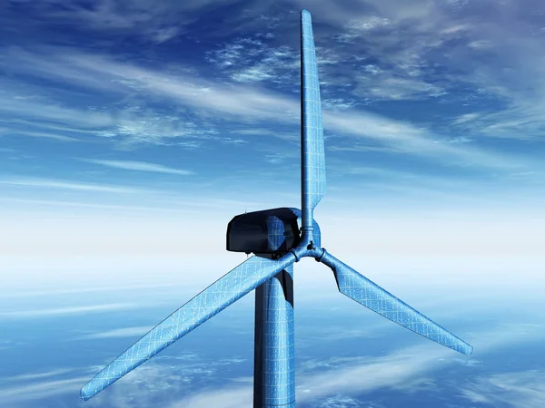 Wind turbine in solar cell — Stock Photo, Image