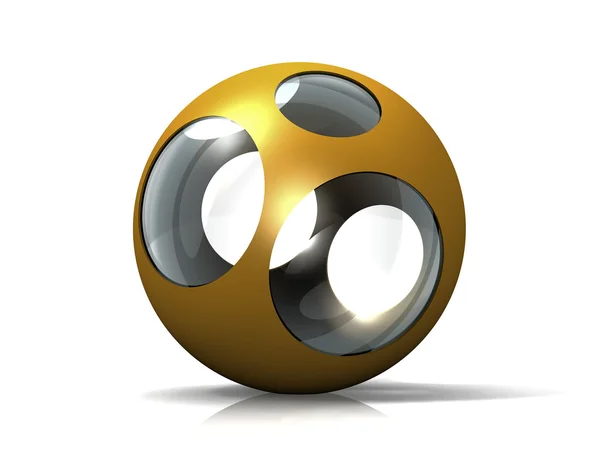 Uma bola de vidro e metal amarelo — Fotografia de Stock