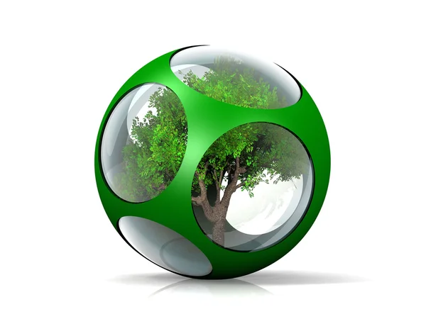 Árvore em uma bolha de vidro e metal — Fotografia de Stock