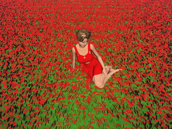 stock image Women and poppies