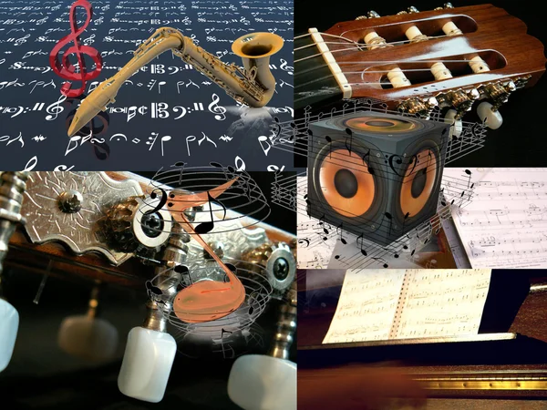 Compositing of music and instruments — Stock Photo, Image