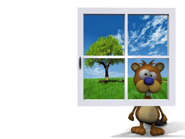 Beaver en venster — Stockfoto