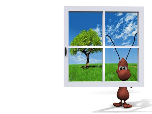 Ant and window — Stock Photo, Image