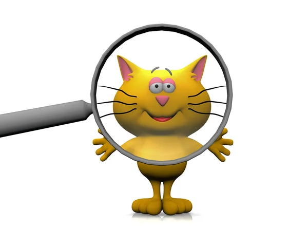 Cat with magnifying glass — Zdjęcie stockowe