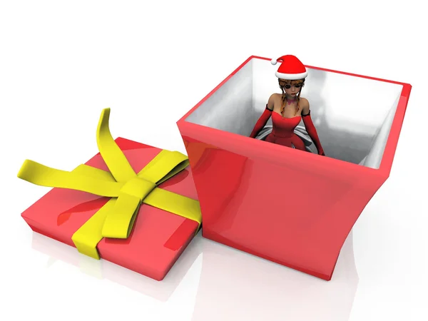 Girl in the gift box — Stock Photo, Image