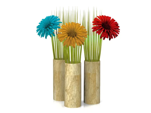 Bunte Blumen in Vasen — Stockfoto