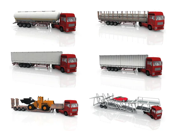 Renderizado 3D de una flota de vehículos de reparto — Foto de Stock