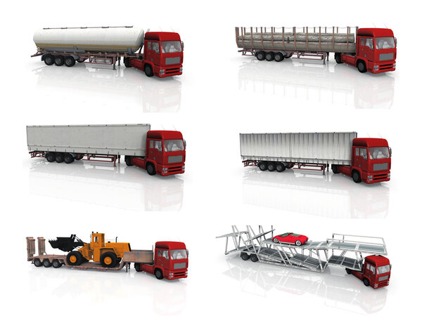 3D Render of a Fleet of Delivery Vehicles