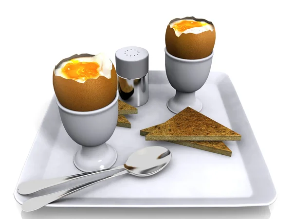 stock image Soft boiled egg with toasted bread