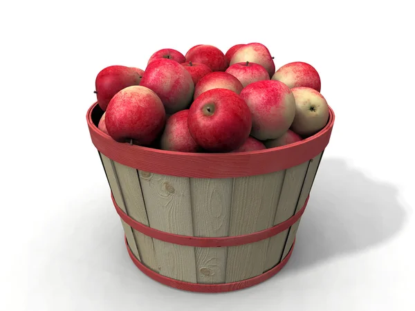 Pommes dans un panier en bois — Photo